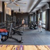 wide angle view of large fitness center at the lodge apartments in marlboro ma